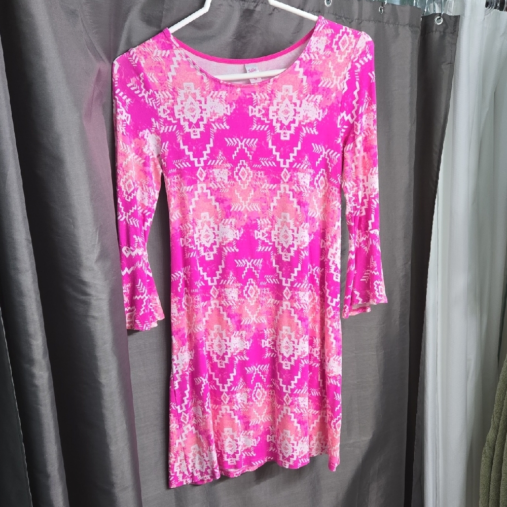 Justice Pink Patterned Kids Casual Dress